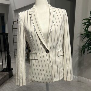 DKNY Cream and Black Striped Blazer